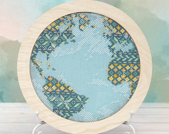 Blue Earth - Counting Puddles Cross Stitch Pattern - Planet - Outer Space - Instant Download Digital PDF