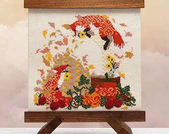 Frolicking Foxes Autumn Cross Stitch Pattern (Digital PDF)