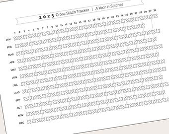 2025 Cross Stitch Tracker | Year in Stitches | Daily Stitching Habit | Printable Cross Stitch Planner | Organizer Sheets | Instant Download
