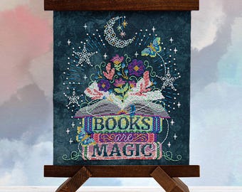 Books Are Magic Counting Puddles PDF Cross Stitch Pattern - Gifts for Readers - XStitch Instant Download Digital PDF - Crafts for Adults