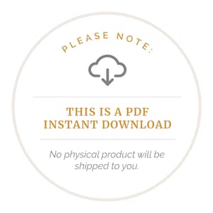 Please note: this is a PDF instant download. No physical product will be shipped to you.