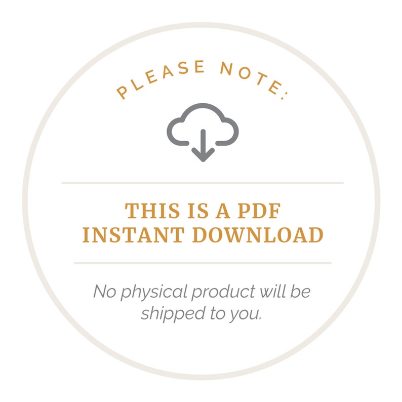 Please note: this is a PDF instant download. No physical product will be shipped to you.