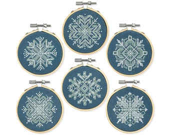 Mini Snowflake Ornaments - modern cross stitch pattern - Instant download PDF