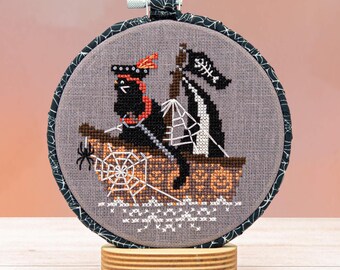 Pirate Cat Cross Stitch Pattern: Halloween Ornament (Digital PDF)