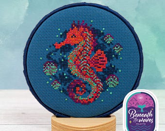 Bubble Seahorse - Counting Puddles Cross Stitch Pattern - Ocean - Modern -  XStitch the Rainbow - Instant Download Digital PDF
