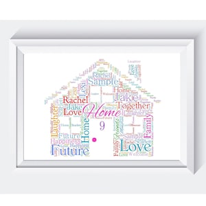 Personalisiertes neues Zuhause Haus Warming Zimmer Dekor Wort Kunst Geschenk A4 Druck nur UNGERAHMT