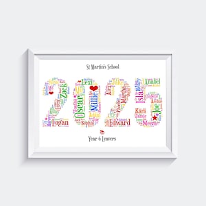 Personalised Teacher Nursery  School Childminder Thank You 2025 Year Word Art Print End of Year Leavers Gift