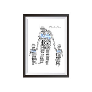 Personalised Dad Daddy Twins Sons Boys Word Art A4 Print Only Unframed Birthday Father's Day Gift