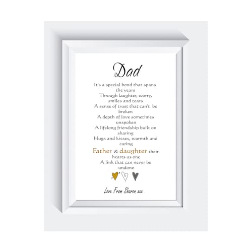 Personalised Poem for Dad From Daughter A4 Print Only Unframed | Etsy