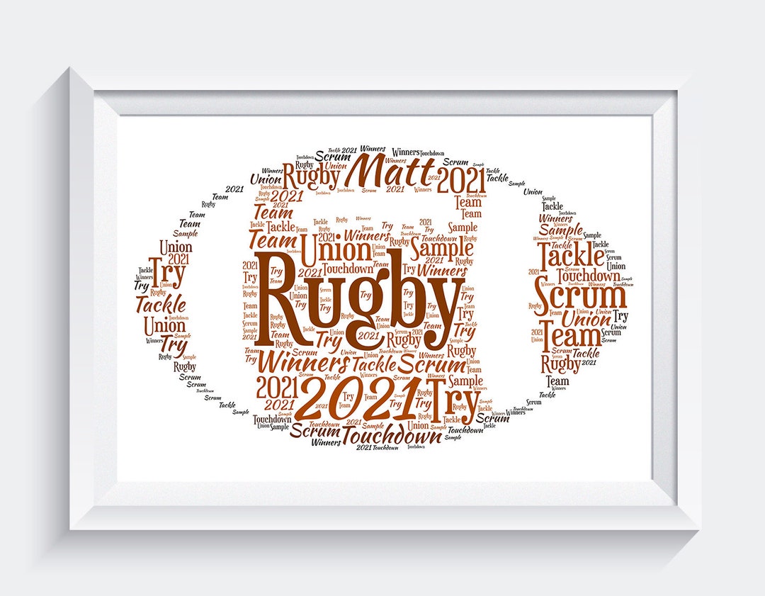 Personalised RUGBY Ball Word Art Birthday Friend Family Gift A4 Print ONLY Unframed Etsy UK