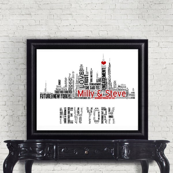 Personalised Word Art - New York City Skyline Design - Digital File