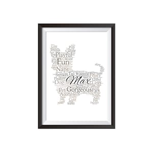 Personalised Word Art Yorkshire Terrier Dog Pet A4 Print ONLY UNFRAMED Gift