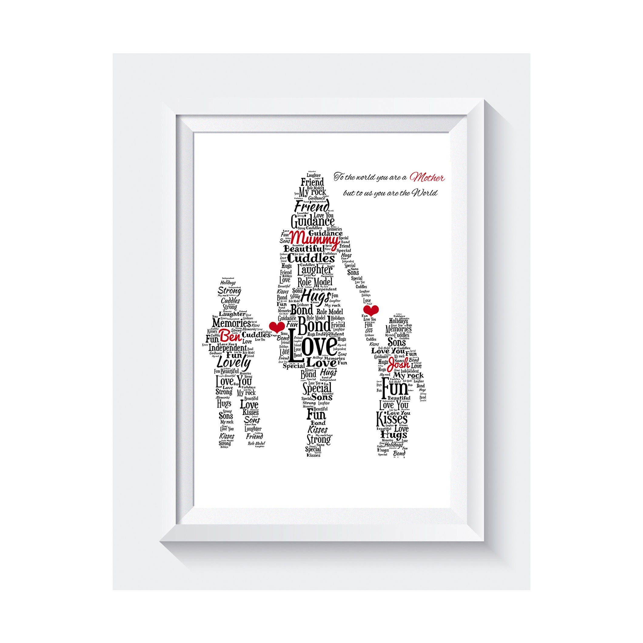 Personalizado Word Art Mum Mummy Two Sons Boys Mother s Etsy Espa a