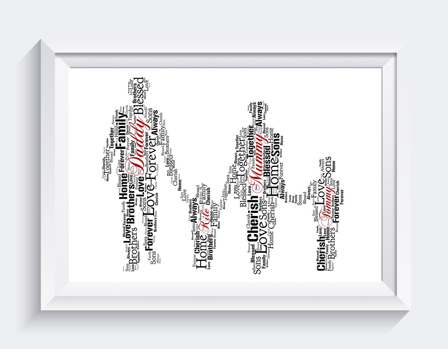 Personalised Family Mum Dad Sons Boys A4 Word Art Print ONLY - Etsy UK