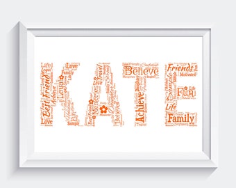 Personalised Name Word Art Best Friend Birthday Family A4 Print ONLY Unframed Gift