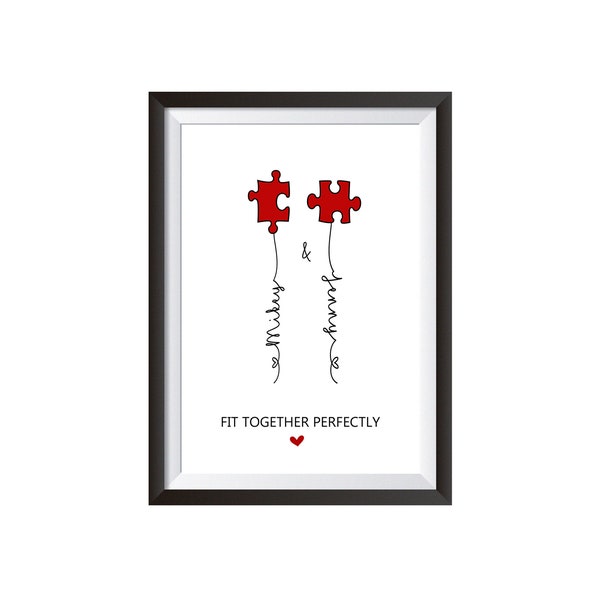 Personalised Valentine's Day Gift Boyfriend Girlfriend Him Her Wife Husband Mr and Mr Mrs and Mrs - A4 Print ONLY Gift