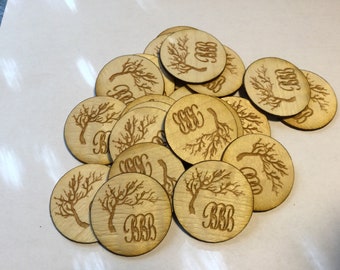 20, 1.25" Wooden Signature Medallions, Woodturners, Woodworkers, 20 Medallions included in each order