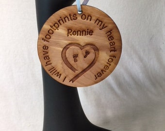 Footprints on My Heart Memorial Medallion - Ornament - Miscarriage - Stillborn - Infant Loss