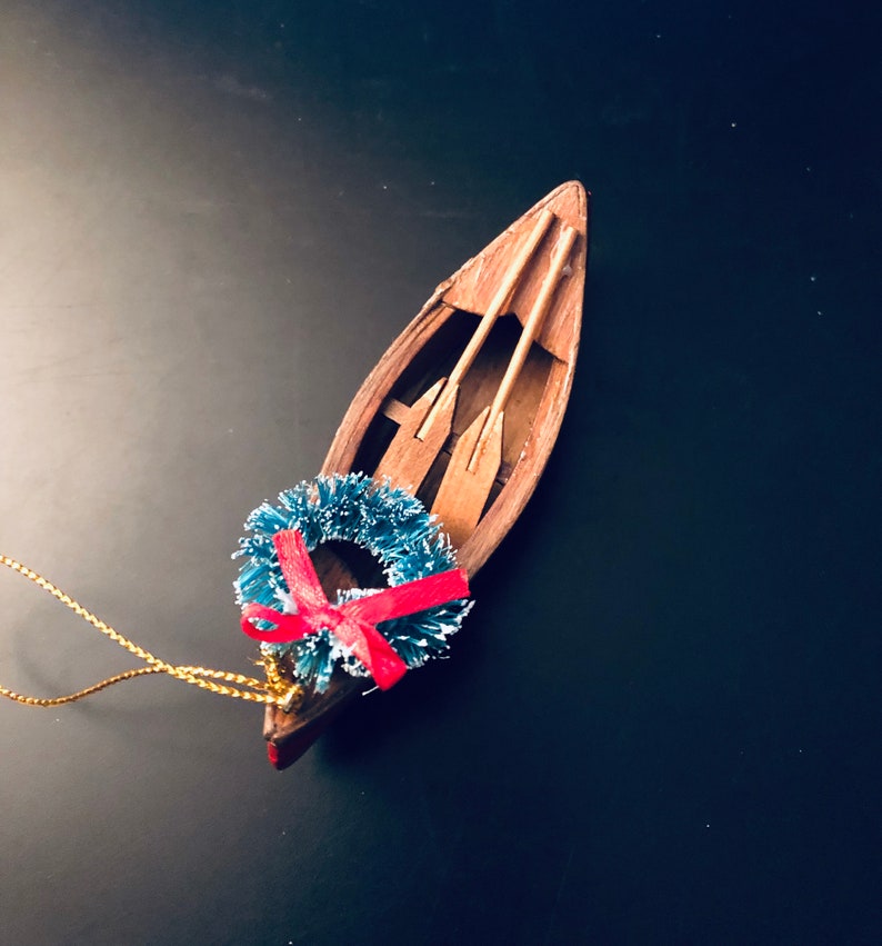 Canoe with Wreath & Paddles Christmas Ornament Decoration Etsy