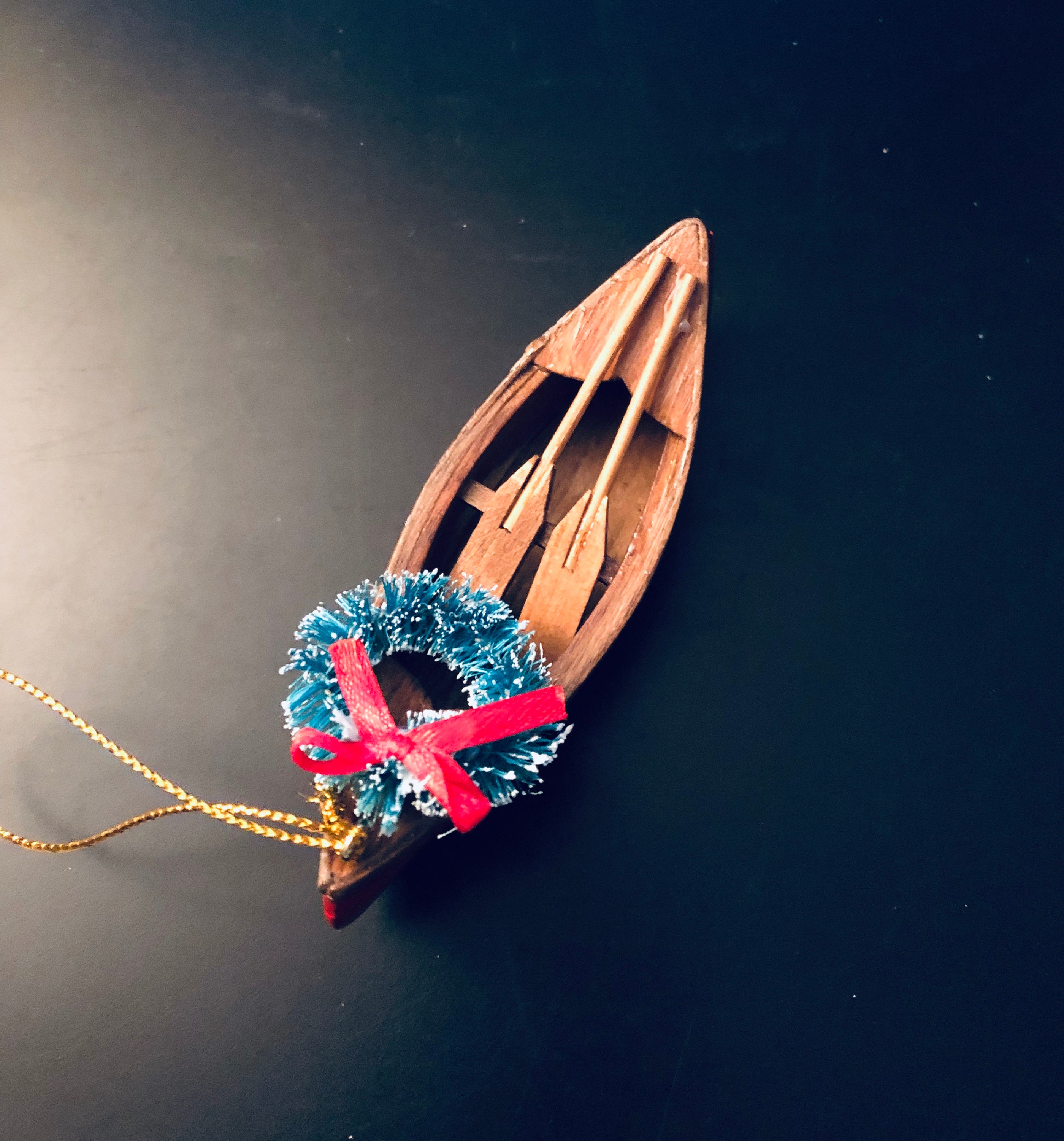 Canoe with Wreath & Paddles Christmas Ornament Decoration Etsy