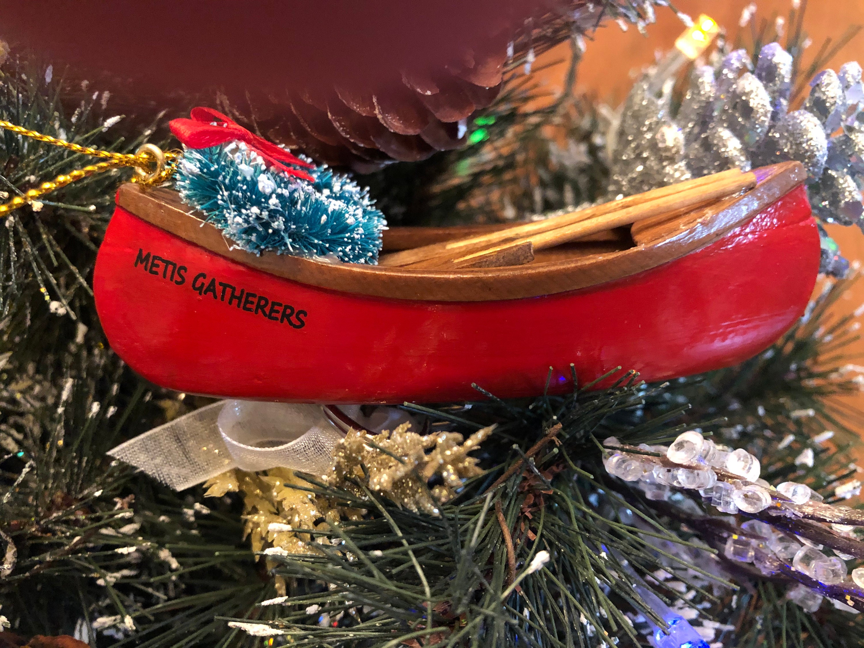 Canoe with Wreath & Paddles Christmas Ornament Decoration Etsy