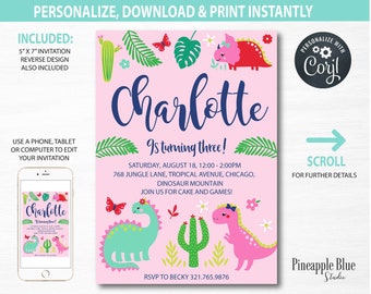 dinosaur invitation etsy