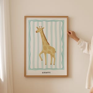 Giraffe wall art, nursery giraffe print, safari animal decor, jungle nursery artwork, kids room poster, gender neutral kids print