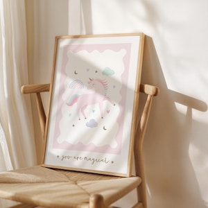 Unicorn Nursery Art Print: Rainbow Giclée Poster for Kids