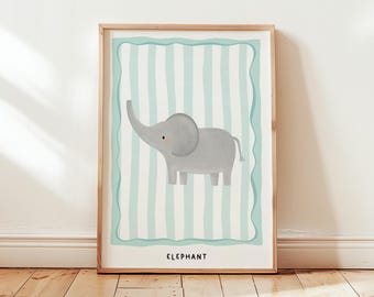 Elephant Nursery Print: Safari Animal Wall Art, Kids Room Decor