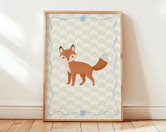 Fox Nursery Art Print, Woodland Animal Wall Decor, Forest Friends Giclée Poster, Woodland Baby Room Decor, Animal Print for Kids Room