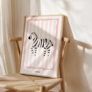 Zebra Wall Art, Safari Animal Nursery Print, Black and White Jungle Poster, Monochrome Kids Decor, Boys Room Artwork, Zoo Theme Print