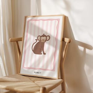 Monkey Nursery Print: Playful Jungle Animal Wall Art