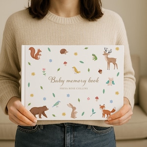 Personalized Woodland Animal Baby Memory Book: First Year Journal