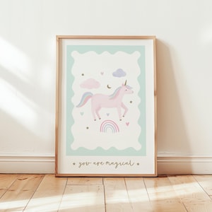 Unicorn Nursery Art Print: Rainbow Giclée Poster