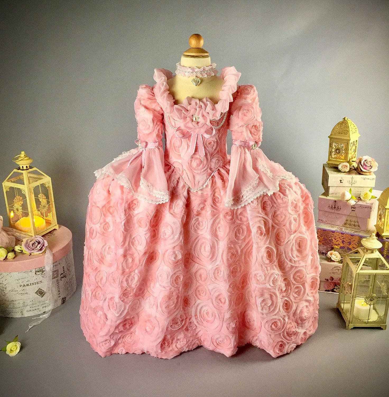 Marie Antoinette Dress, Masquerade Dress, Pink Dress for Girls