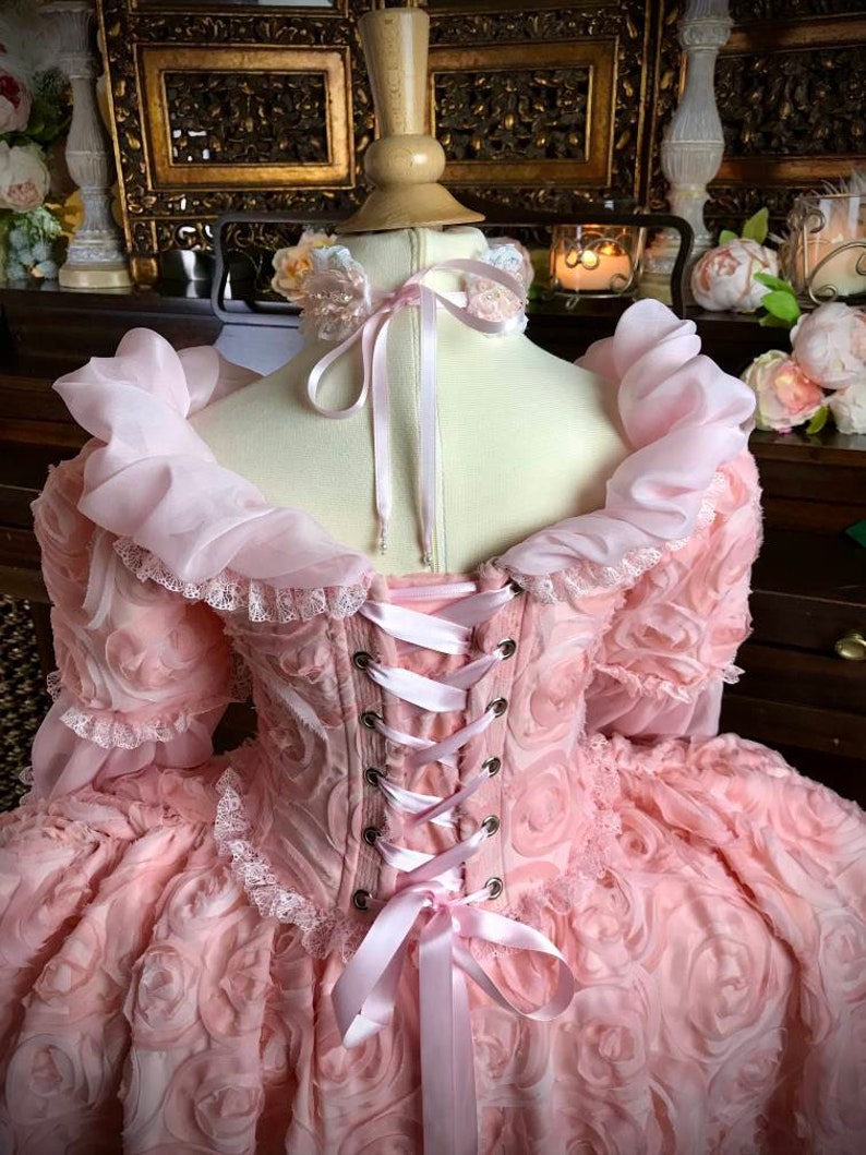 Marie Antoinette Dress, Masquerade Dress, Pink Dress For Girls, Marie Antoinette Costume, 18th Century Dress, 18th Century corset. image 4