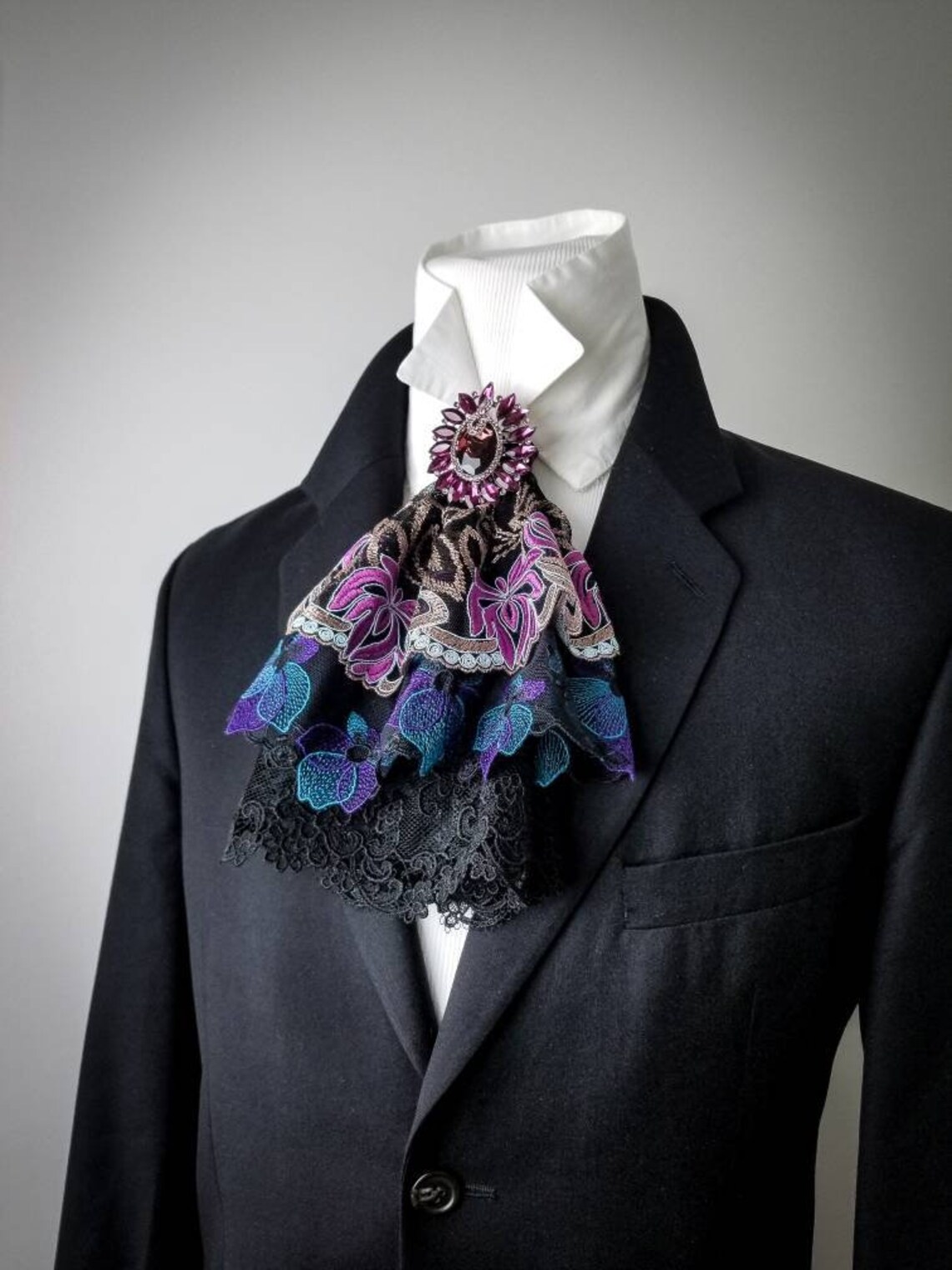 Black Lace Jabot 18th Century Men's Fashion Men's Etsy