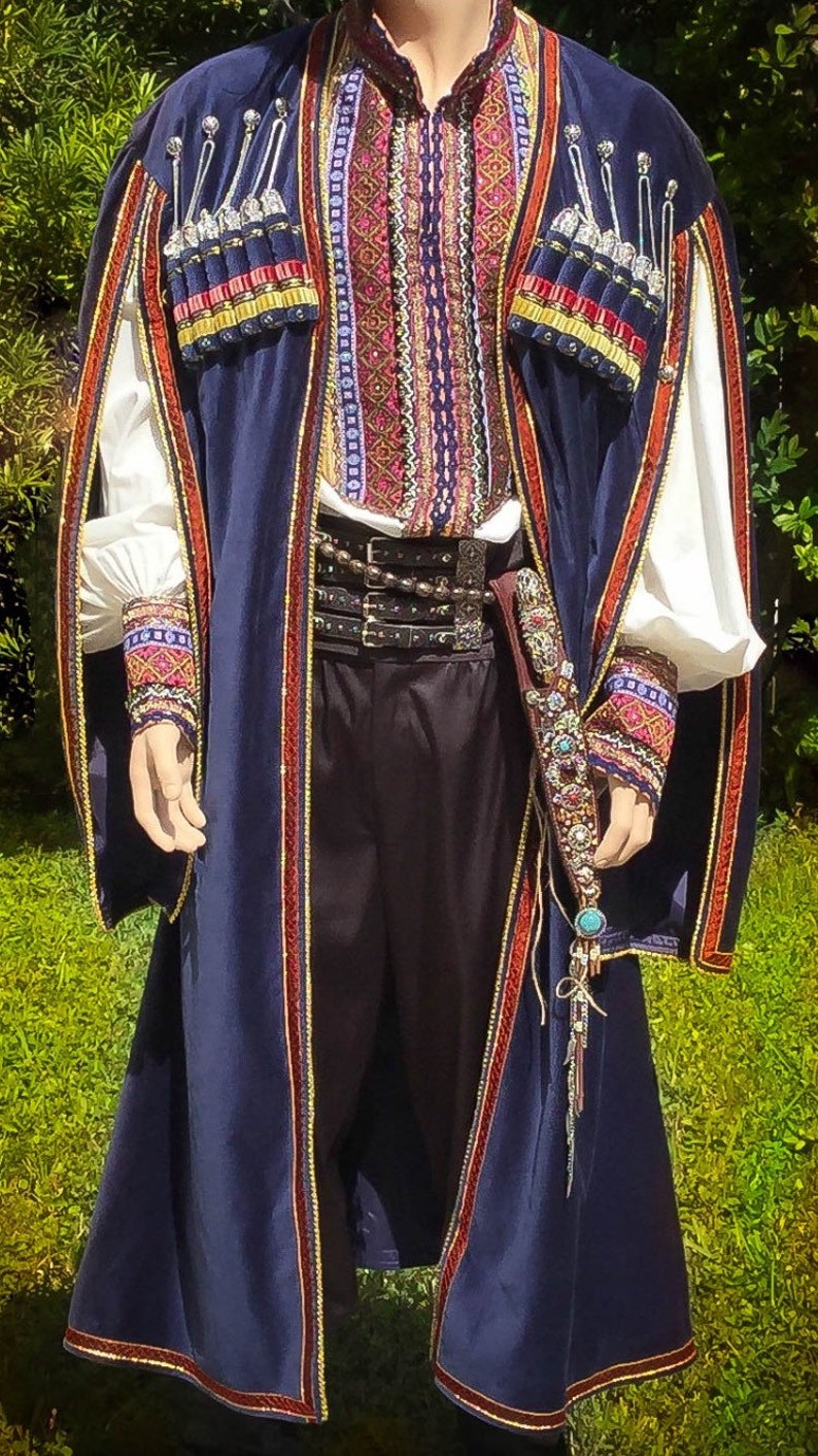 Men's Costume, Cossack Costume, Folk Costume, Men's Hat, Fur Hat, Historical Costume, Men's Coat, Men's Shirt, Cosplay Warrior Costume. image 4