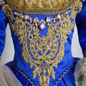 Marie Antoinette Dress, Masquerade Dress, Royal Blue Gold Dress For Girls, Marie Antoinette Costume, 18th Century Dress, 18th Century corset image 6