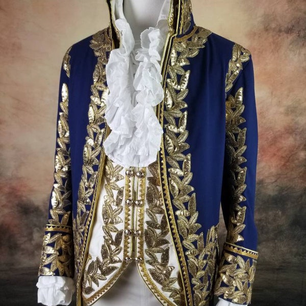 Admiraal uniform, Rococo Kostuum, 18e eeuwse Frock Jas, 18e eeuwse herenjas, mannen rococo jas, 18e eeuw heren kleding, cosplay.