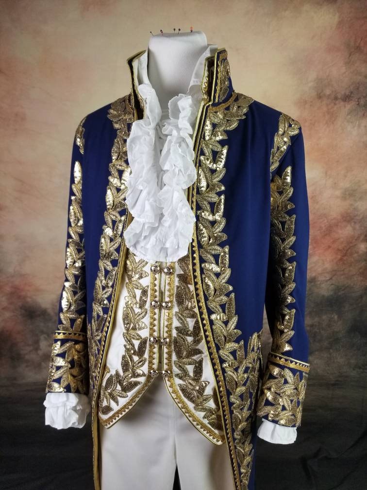 Admiral Uniform, Rococo Costume, 18th Century Frock Coat,18th
