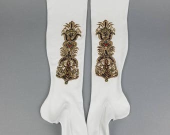 18th century Stockings with gold metal thread,Marie Antoinette, Rococo,18th Century Men's Costume, 18th Century Clothing,Hand Embroidery