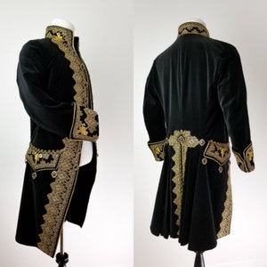 Rococo Costume, 18th Century Frock Coat,18th Century Men's Coat, Men's Rococo Coat,18th Century Men's Clothing, Cosplay, Black Gold Coat