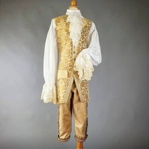 18th Century Men&#39;s Costume, Masquerade Costume, Long Waistcoat, Lace Shirt, Jabot, Breeches, 18th Century Clothing,Rococo,Masquerade Costume
