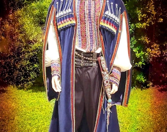 Men's Costume, Cossack Costume, Folk Costume, Men's Hat, Fur Hat, Historical Costume, Men's Coat, Men's Shirt, Cosplay Warrior Costume.