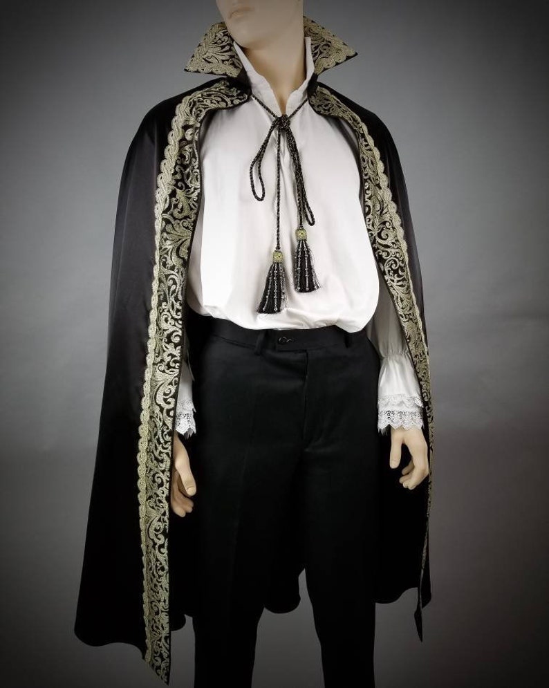 Black Gold Cape Men's Cape Black Cloak 18th Century Etsy