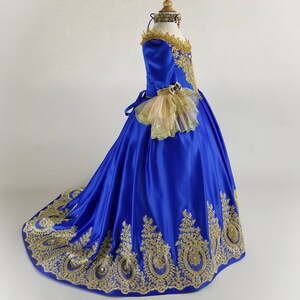 Marie Antoinette Dress, Masquerade Dress, Royal Blue Gold Dress For Girls, Marie Antoinette Costume, 18th Century Dress, 18th Century corset image 4