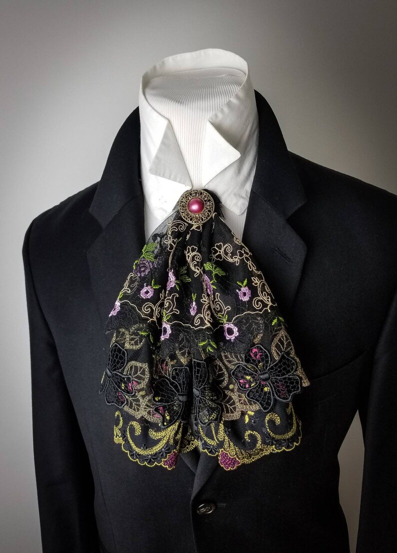 Black Lace Jabot 18th Century Men's Fashion Men's Etsy