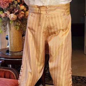 18th Century Front Fall Breeches, Men&#39;s Costume, Rococo, Men&#39;s breeches, 18th Century Closing.