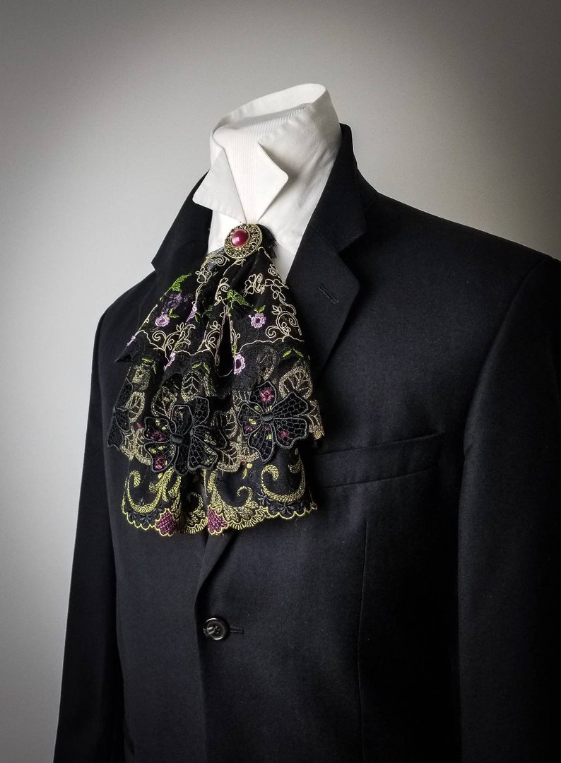 Black Lace Jabot 18th Century Men's Fashion Men's Etsy